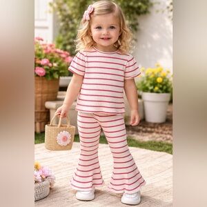 Jessica Simpson Ribbed Stripe Set 2T | Bell Bottom Pants | Adorable Outfit 🎀